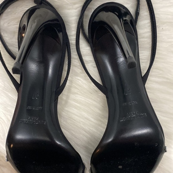 Saint Laurent Gloria sandals in crepe satin with Rhinestones size‎ 37EU - Picture 10 of 14